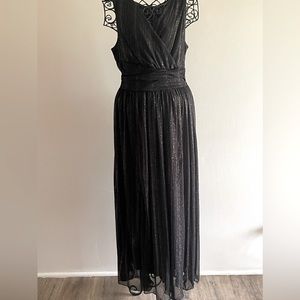 Black dress with glitter design.